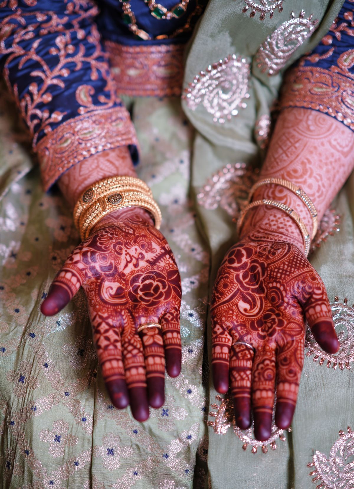 A bride's hands with fresh henna